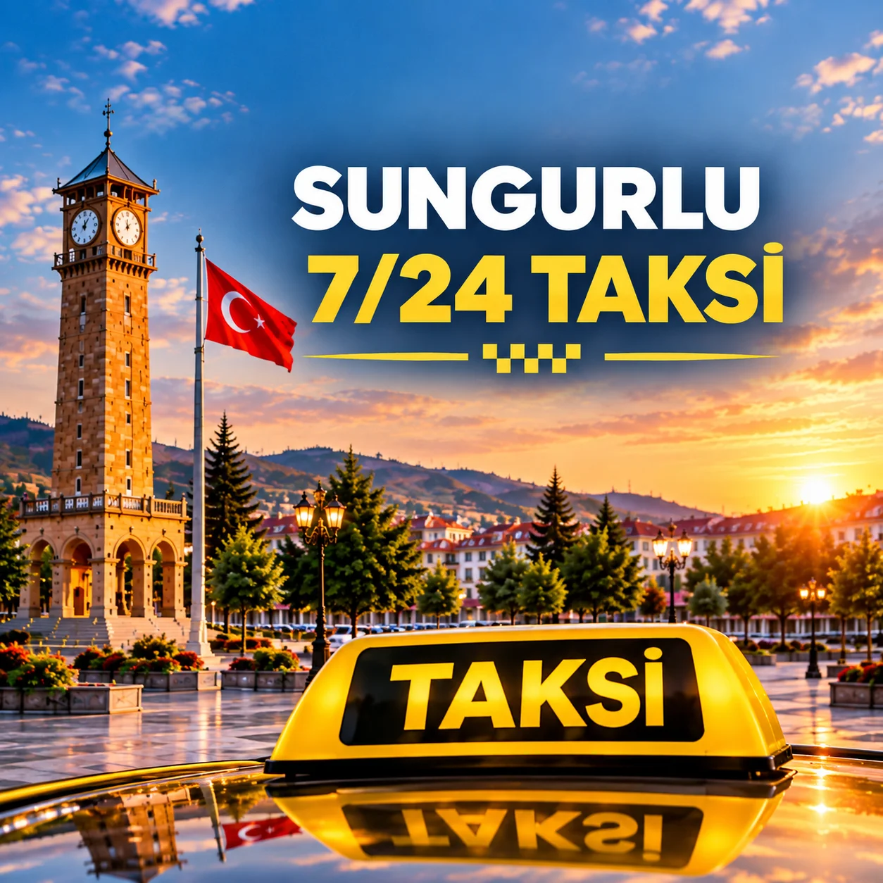 Akşam saatlerinde 19 plakalı sarı taksi